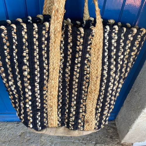 Ble Resort Collection black straw beach bag