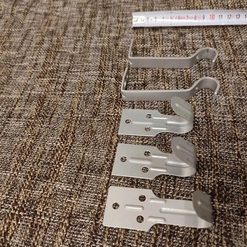 Metal Curtain Rod Brackets Set of 5, New Silver Color