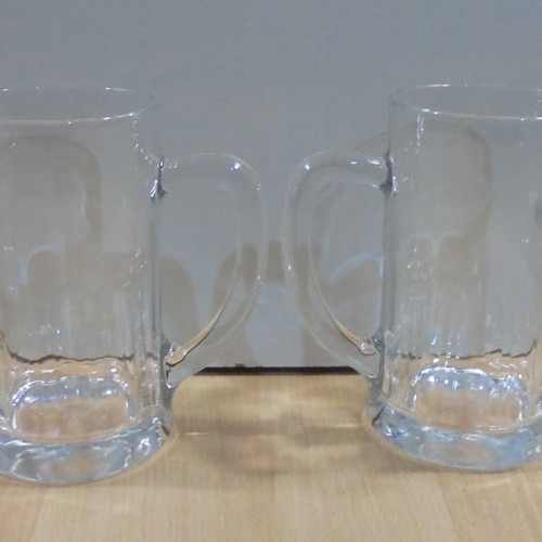 Holsten beer two promotional glass mugs 0.5l used