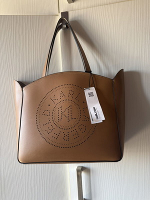 Karl Lagerfeld circle leather shoulder bag, large, brown