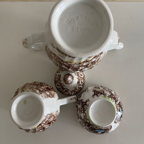 Vintage English coffee set with carriages, 3 pieces, like new