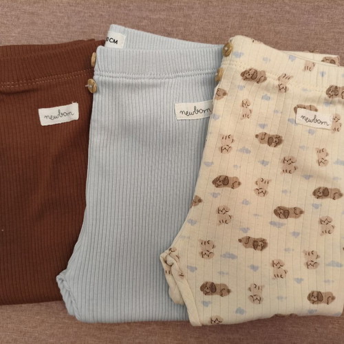 Set of 3 striped baby pants 6-9 months, cotton
