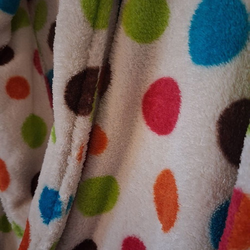 Winter Polka Dot Bathrobe used, sizes S M, multicolor