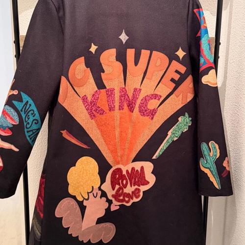 Zetta Otto coat like new with unique prints, one size, multicolor