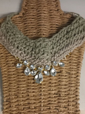 Handmade statement necklace like new in olive green shades