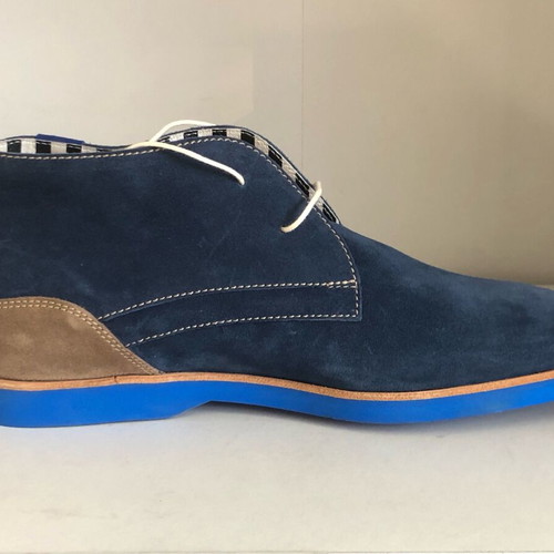 Floris Van Bommel shoes new, blue, natural suede, boots