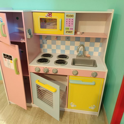 Wooden Play Kitchen like new with cupboards