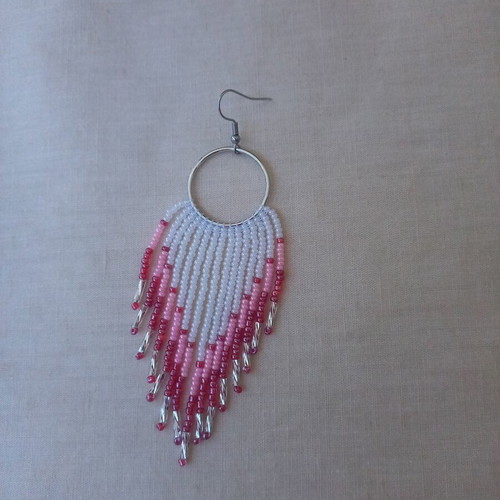 Handmade earrings with fringes from Czech beads and steel hook, new