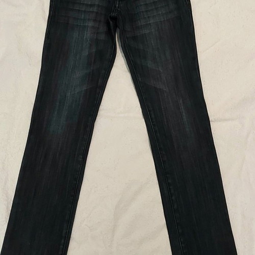 Jean elastic pants with rhinestones, size small, black-gray