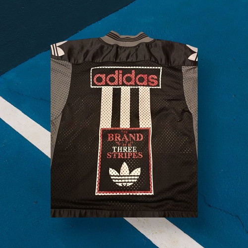 Adidas vintage mesh jersey used, size S, black-red