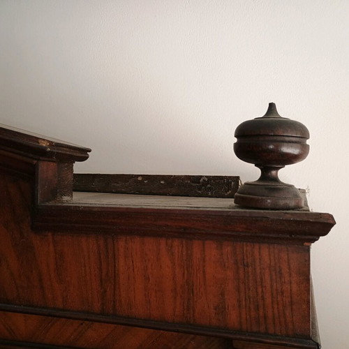 Vintage wooden bookcase used with geometric design and glass doors