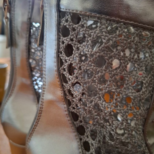 D I O R  37 Naughtily - D Leather Silver Ankle Boots