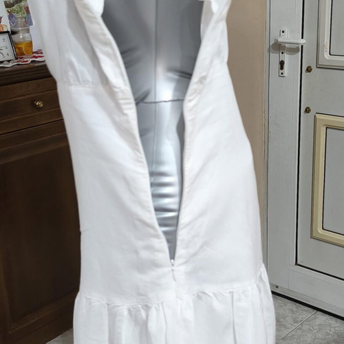 White cotton-ramie dress with straps size S-M like new