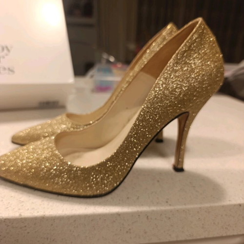 Nak gold high heels like new, size 39