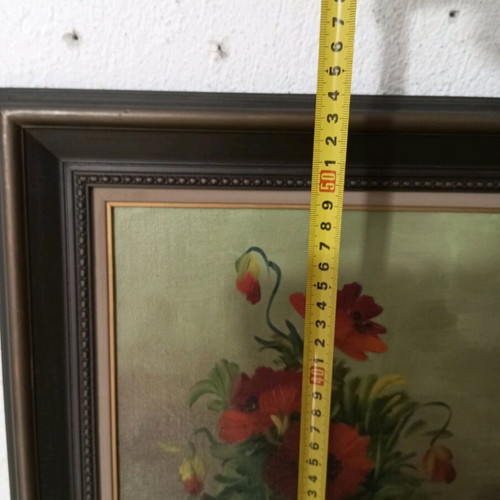 Painting used on wood with flower theme 53x42 cm