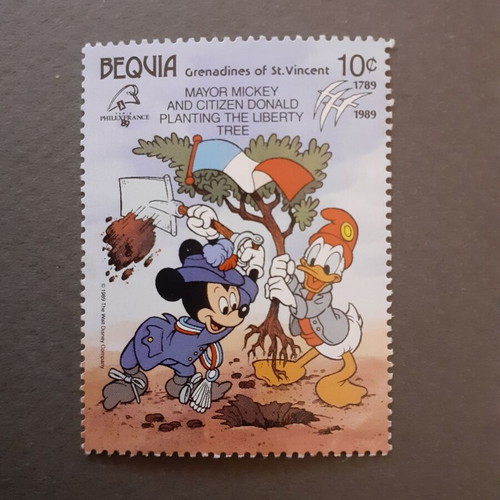 Bequia Grenadines of St. Vincent Walt Disney Philexfranc 1989 stamp set, 6 pieces