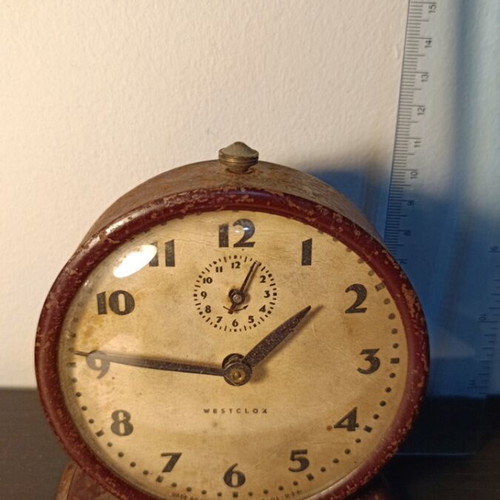 Westclox analog table clock used, 1930s vintage