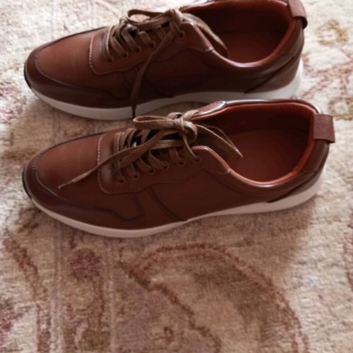 Men's leather tanned brown sneakers new, size 44