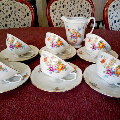 Vintage Duchov Porcelain Concordia cup set 1960
