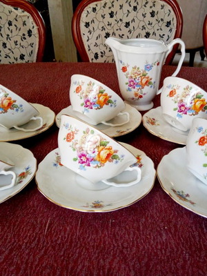 Vintage Duchov Porcelain Concordia cup set 1960