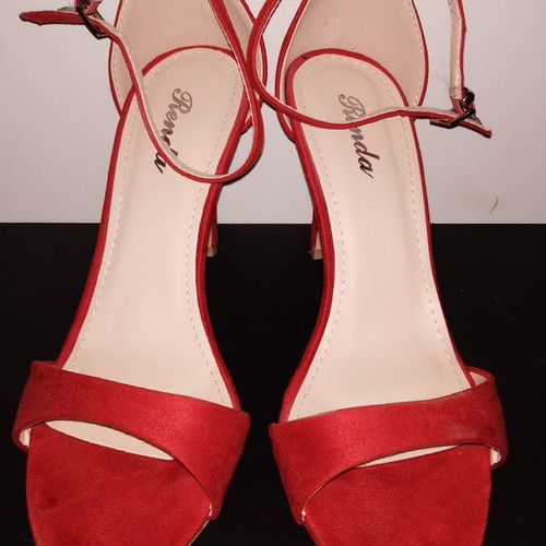 High-heeled sandals used, size 40, red