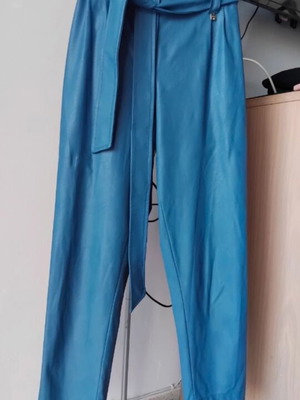 MSR Collection high-waisted faux leather pants, blue