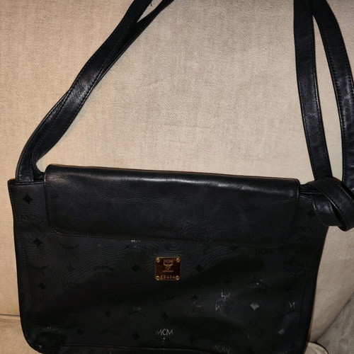 MCM shoulder bag used, black, with multiple compartments