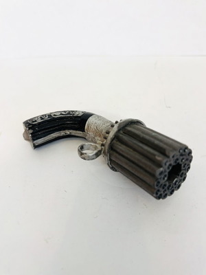 Miniature Metal Mariette Pepperbox Pistol Model used, 8cm