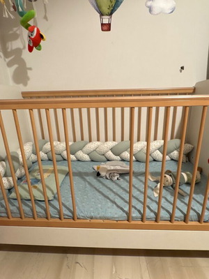 Baby Cot Convertible to Bed with Kokofinikas Mattress Like New