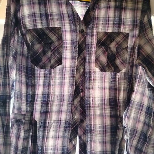 Women's summer shirt like new, multicolor with pockets and belt