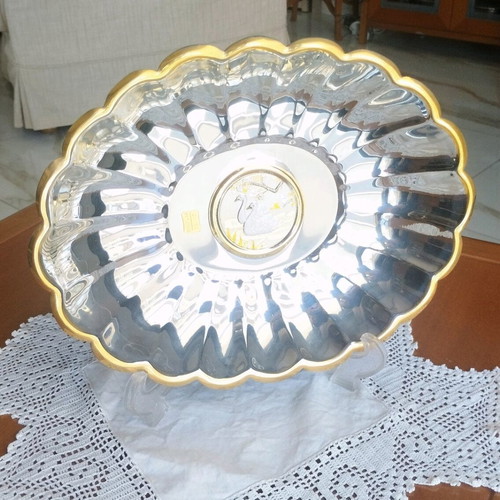 Chokin collectible centerpiece with 24K gold and inox 18/10, new