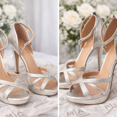 Menbur silver heels like new, size 37