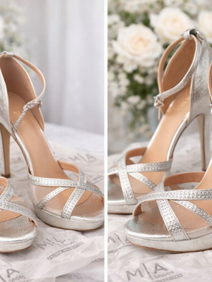 Menbur silver heels like new, size 37