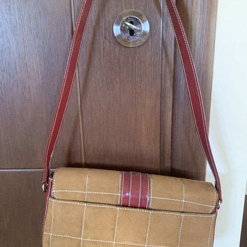 GILLIAN suede shoulder bag new, brown and red