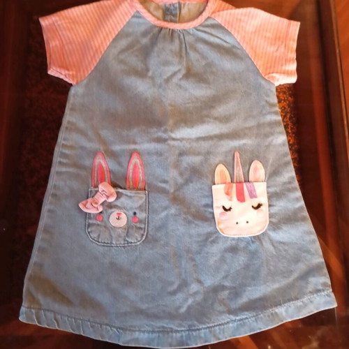 Children's denim dresses for 18 months like new, pack of two