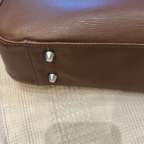 Harrods laptop bag brown vegan leather new