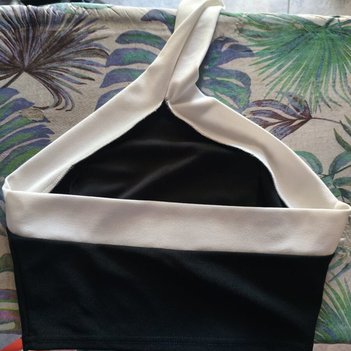 Shein black and white top with open back, size S