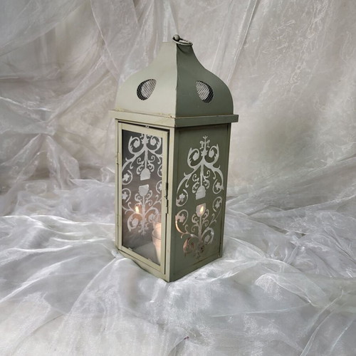 Vintage iron decorative lantern like new with green patina