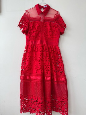 Midi dress red lace like new