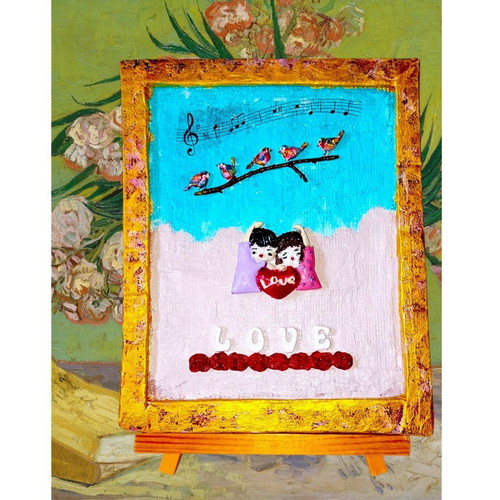 Handmade Saint Valentine frame "The Melody of Love" new