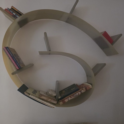 Kartel Bookworm bookshelf by Ron Arad, grey, 3.2 meters, 7 shelves