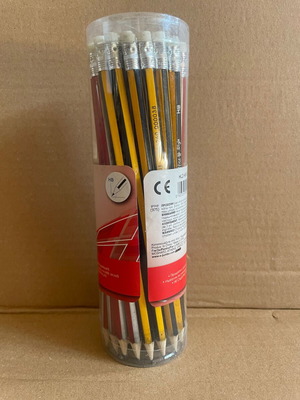 Pencils with eraser red silver & yellow black HB, set of 40