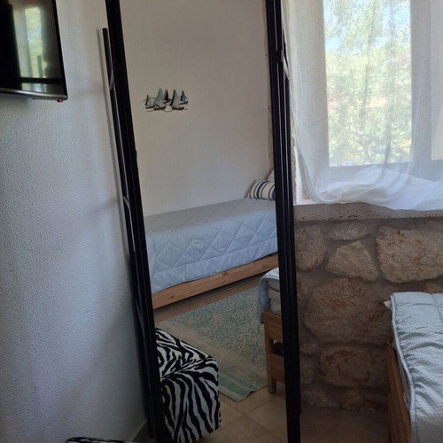 Metal room divider with full-length mirror and hanger, like new
