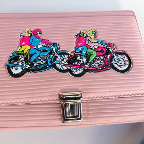 Greek-made school folder pencil cases, 1980s, two colors