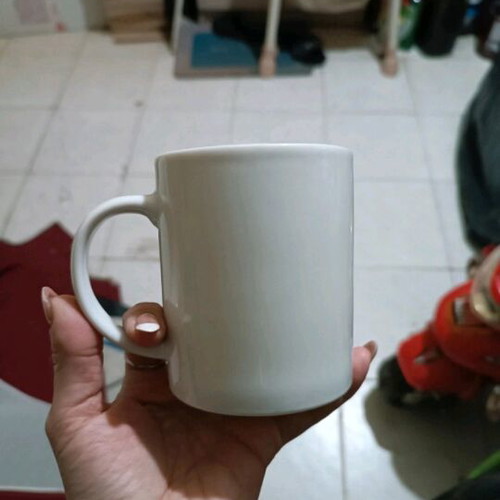 Ceramic mug Hager new, white with blue logo