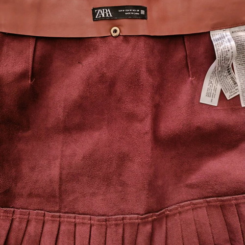 Zara mini skirt like new dusty rose high waist with belt and pleated hem