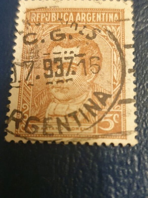 Γραμματόσημο Argentina 5c Moreno 1935 μεταχειρισμένο