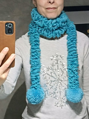 Κασκόλ τυλιχτό με ογκώδες πλέξιμο τιρκουάζ σαν καινούργιο