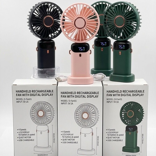 Rechargeable handheld fan with LCD display new