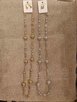 Jewelry set new, necklace and earrings gold and silver